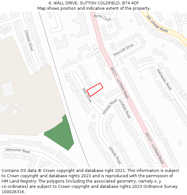 6, WALL DRIVE, SUTTON COLDFIELD, B74 4DF: Location map and indicative extent of plot