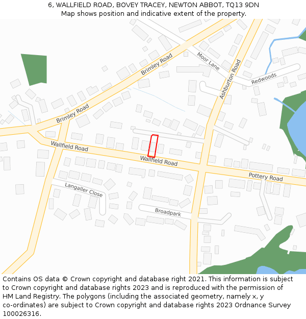 6, WALLFIELD ROAD, BOVEY TRACEY, NEWTON ABBOT, TQ13 9DN: Location map and indicative extent of plot