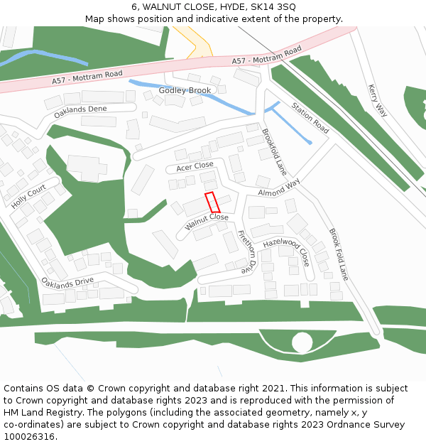 6, WALNUT CLOSE, HYDE, SK14 3SQ: Location map and indicative extent of plot