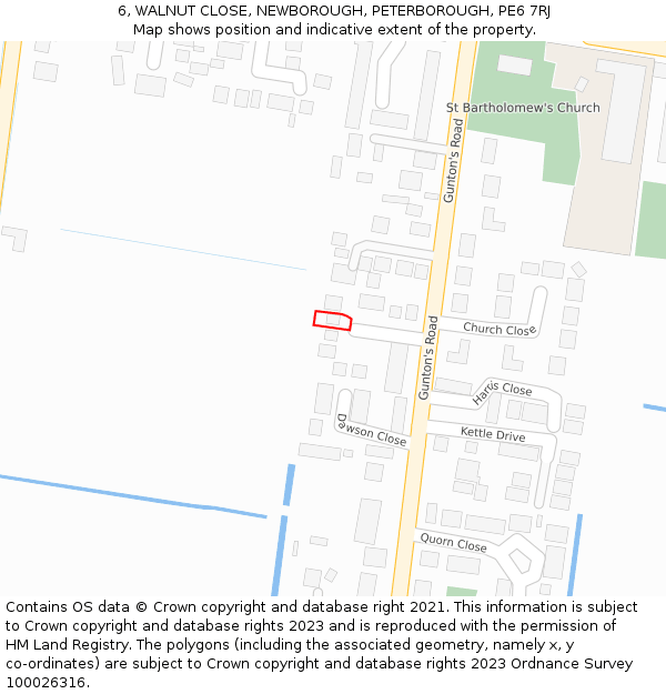 6, WALNUT CLOSE, NEWBOROUGH, PETERBOROUGH, PE6 7RJ: Location map and indicative extent of plot