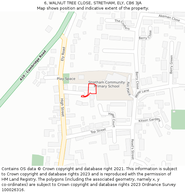 6, WALNUT TREE CLOSE, STRETHAM, ELY, CB6 3JA: Location map and indicative extent of plot