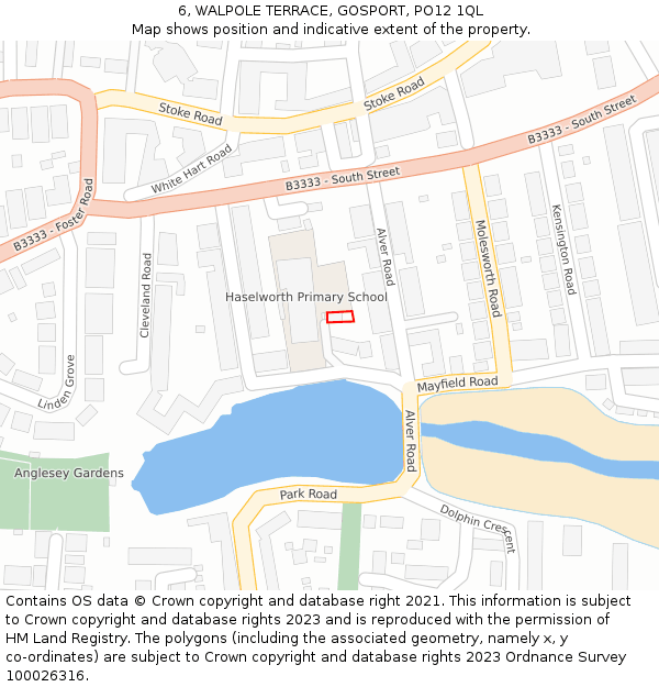 6, WALPOLE TERRACE, GOSPORT, PO12 1QL: Location map and indicative extent of plot