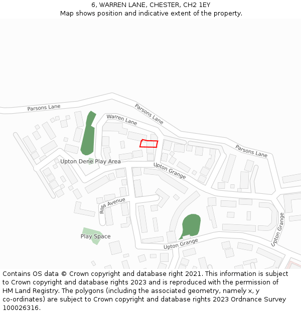 6, WARREN LANE, CHESTER, CH2 1EY: Location map and indicative extent of plot