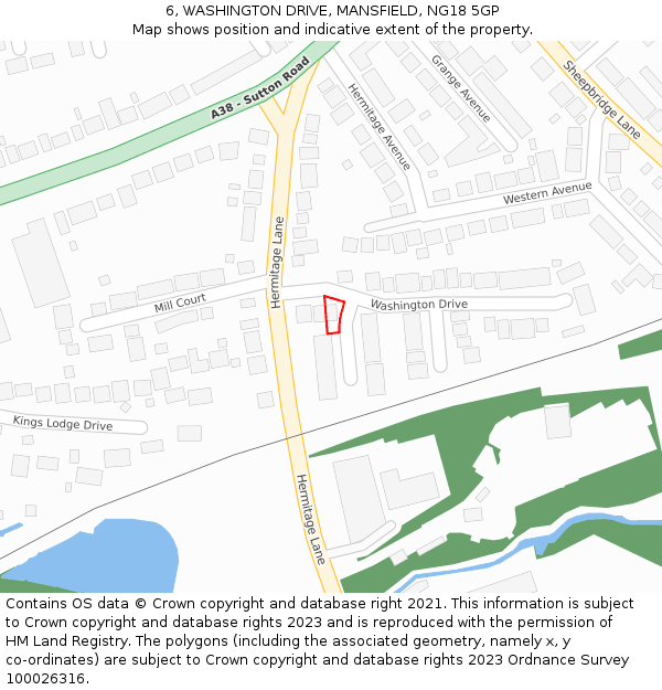 6, WASHINGTON DRIVE, MANSFIELD, NG18 5GP: Location map and indicative extent of plot