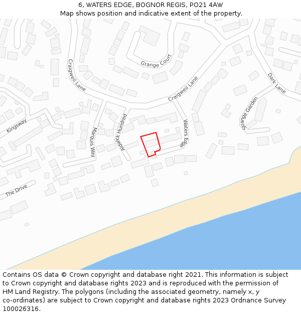 6, WATERS EDGE, BOGNOR REGIS, PO21 4AW: Location map and indicative extent of plot