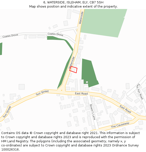 6, WATERSIDE, ISLEHAM, ELY, CB7 5SH: Location map and indicative extent of plot