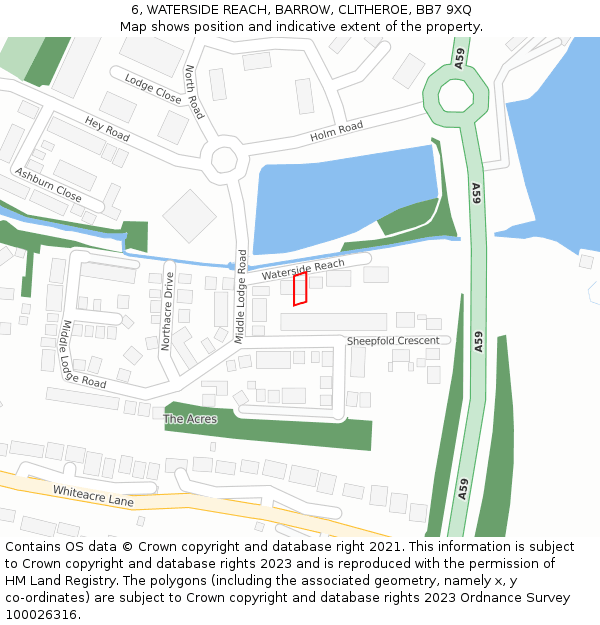 6, WATERSIDE REACH, BARROW, CLITHEROE, BB7 9XQ: Location map and indicative extent of plot