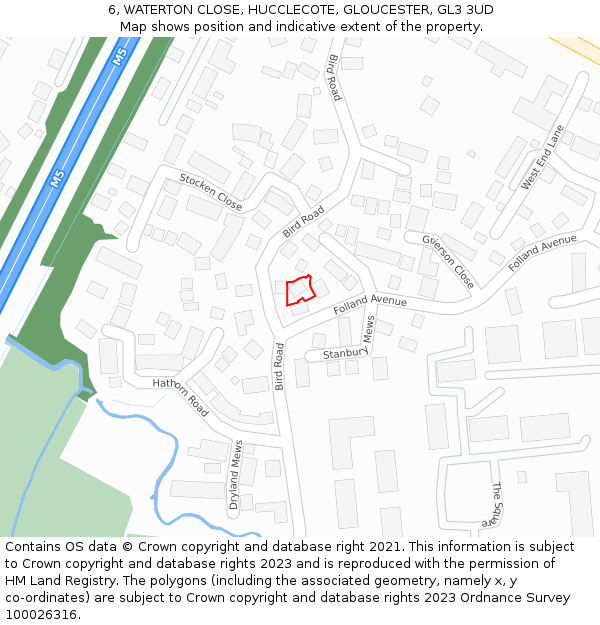 6, WATERTON CLOSE, HUCCLECOTE, GLOUCESTER, GL3 3UD: Location map and indicative extent of plot