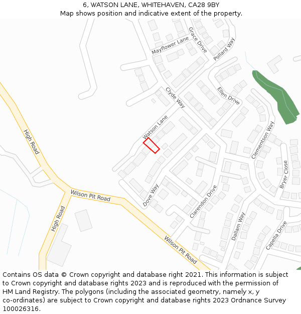 6, WATSON LANE, WHITEHAVEN, CA28 9BY: Location map and indicative extent of plot