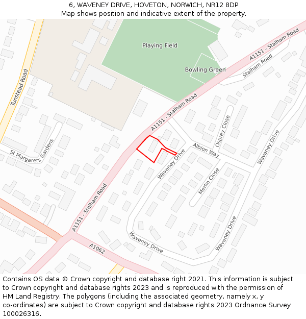 6, WAVENEY DRIVE, HOVETON, NORWICH, NR12 8DP: Location map and indicative extent of plot