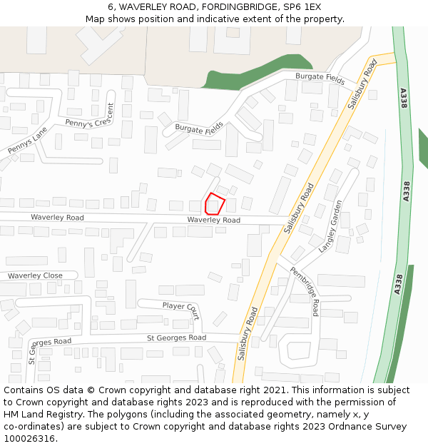 6, WAVERLEY ROAD, FORDINGBRIDGE, SP6 1EX: Location map and indicative extent of plot