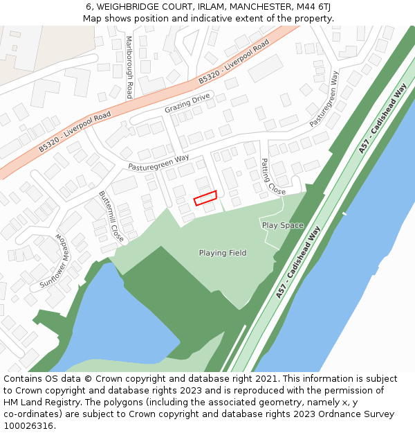 6, WEIGHBRIDGE COURT, IRLAM, MANCHESTER, M44 6TJ: Location map and indicative extent of plot