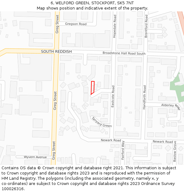 6, WELFORD GREEN, STOCKPORT, SK5 7NT: Location map and indicative extent of plot
