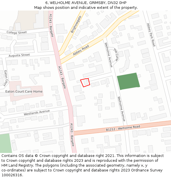 6, WELHOLME AVENUE, GRIMSBY, DN32 0HP: Location map and indicative extent of plot