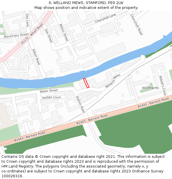 6, WELLAND MEWS, STAMFORD, PE9 2LW: Location map and indicative extent of plot