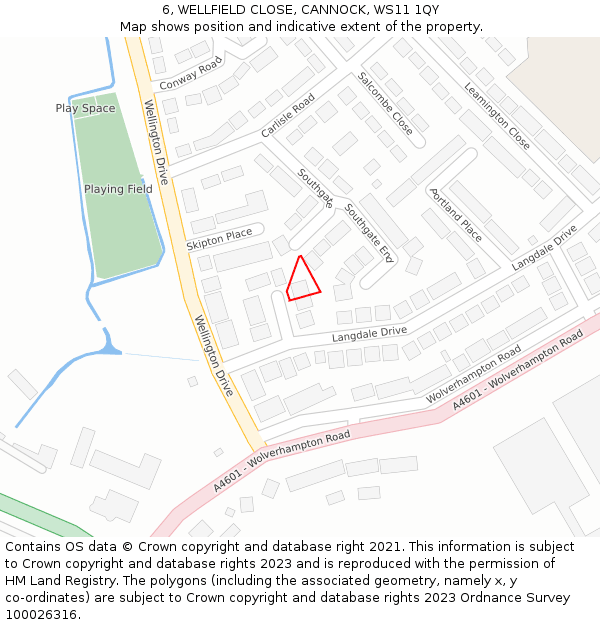 6, WELLFIELD CLOSE, CANNOCK, WS11 1QY: Location map and indicative extent of plot