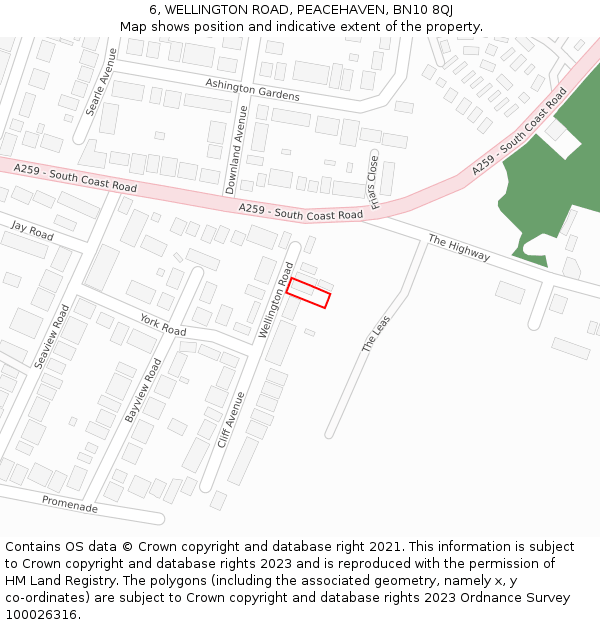 6, WELLINGTON ROAD, PEACEHAVEN, BN10 8QJ: Location map and indicative extent of plot