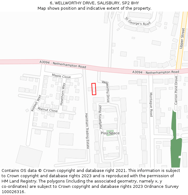 6, WELLWORTHY DRIVE, SALISBURY, SP2 8HY: Location map and indicative extent of plot