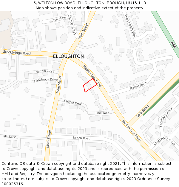 6, WELTON LOW ROAD, ELLOUGHTON, BROUGH, HU15 1HR: Location map and indicative extent of plot