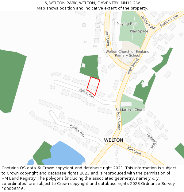 6, WELTON PARK, WELTON, DAVENTRY, NN11 2JW: Location map and indicative extent of plot