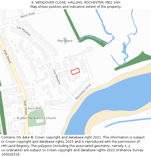 6, WENDOVER CLOSE, HALLING, ROCHESTER, ME2 1NH: Location map and indicative extent of plot