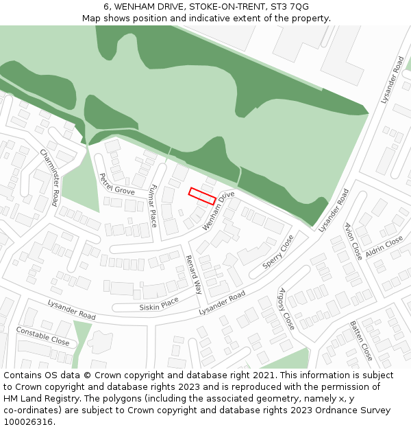 6, WENHAM DRIVE, STOKE-ON-TRENT, ST3 7QG: Location map and indicative extent of plot