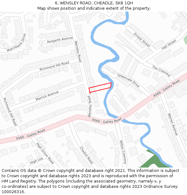 6, WENSLEY ROAD, CHEADLE, SK8 1QH: Location map and indicative extent of plot