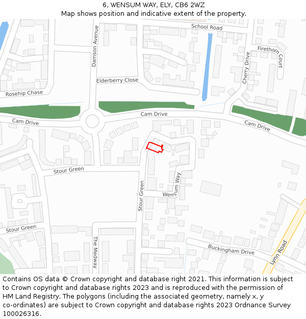 6, WENSUM WAY, ELY, CB6 2WZ: Location map and indicative extent of plot