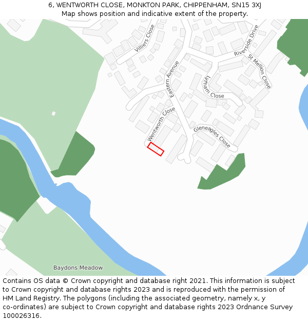 6, WENTWORTH CLOSE, MONKTON PARK, CHIPPENHAM, SN15 3XJ: Location map and indicative extent of plot