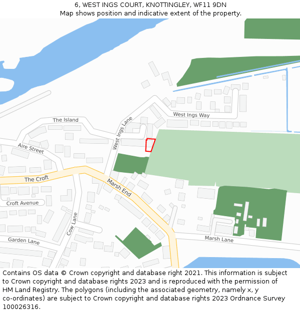 6, WEST INGS COURT, KNOTTINGLEY, WF11 9DN: Location map and indicative extent of plot