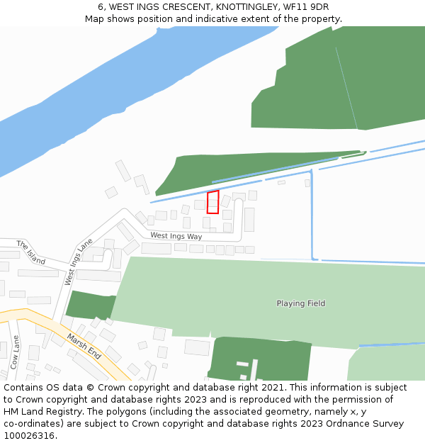 6, WEST INGS CRESCENT, KNOTTINGLEY, WF11 9DR: Location map and indicative extent of plot