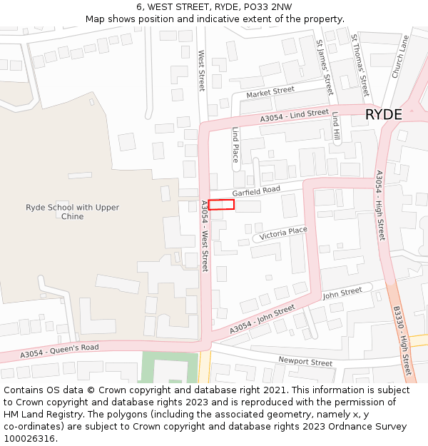 6, WEST STREET, RYDE, PO33 2NW: Location map and indicative extent of plot