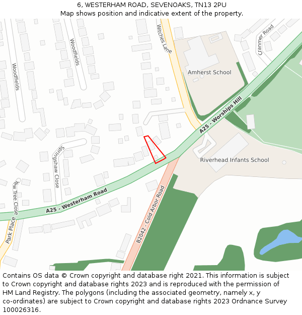 6, WESTERHAM ROAD, SEVENOAKS, TN13 2PU: Location map and indicative extent of plot