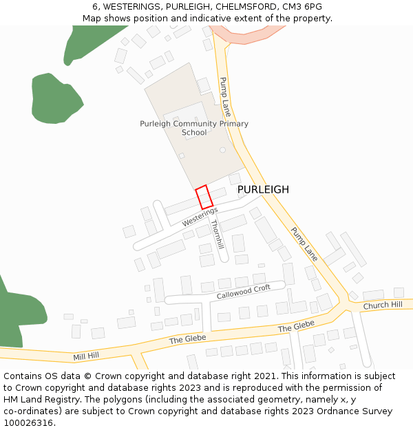 6, WESTERINGS, PURLEIGH, CHELMSFORD, CM3 6PG: Location map and indicative extent of plot