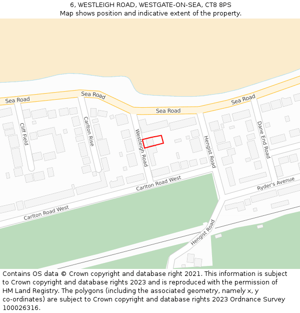 6, WESTLEIGH ROAD, WESTGATE-ON-SEA, CT8 8PS: Location map and indicative extent of plot