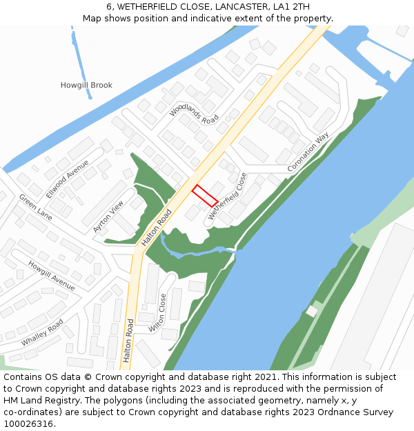 6, WETHERFIELD CLOSE, LANCASTER, LA1 2TH: Location map and indicative extent of plot