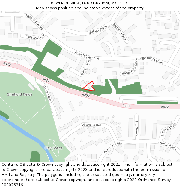 6, WHARF VIEW, BUCKINGHAM, MK18 1XF: Location map and indicative extent of plot