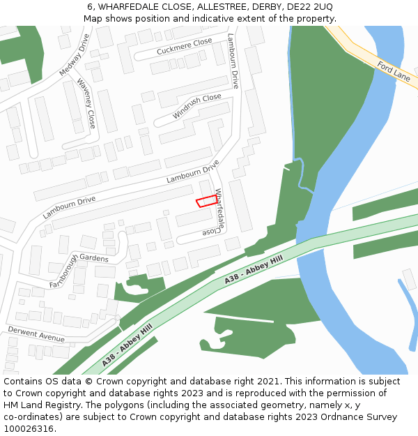 6, WHARFEDALE CLOSE, ALLESTREE, DERBY, DE22 2UQ: Location map and indicative extent of plot