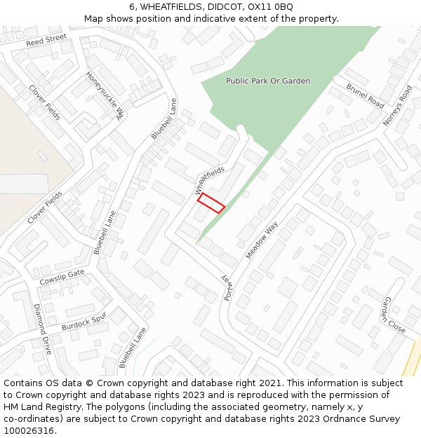 6, WHEATFIELDS, DIDCOT, OX11 0BQ: Location map and indicative extent of plot