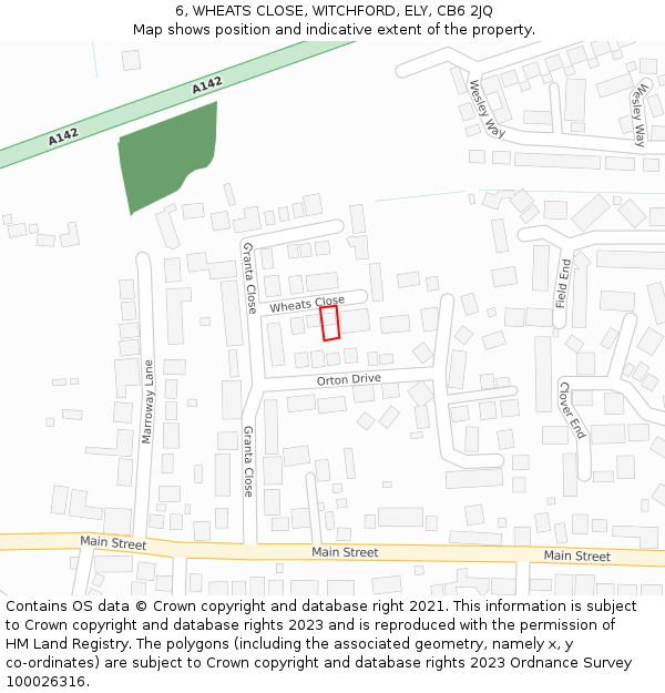 6, WHEATS CLOSE, WITCHFORD, ELY, CB6 2JQ: Location map and indicative extent of plot