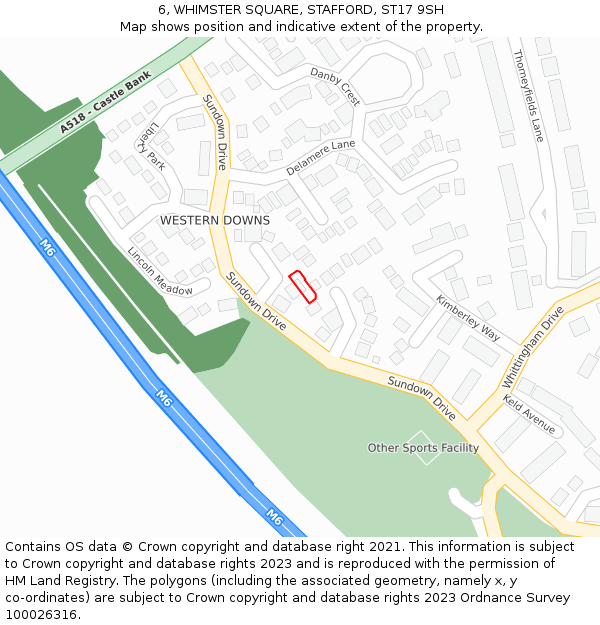 6, WHIMSTER SQUARE, STAFFORD, ST17 9SH: Location map and indicative extent of plot