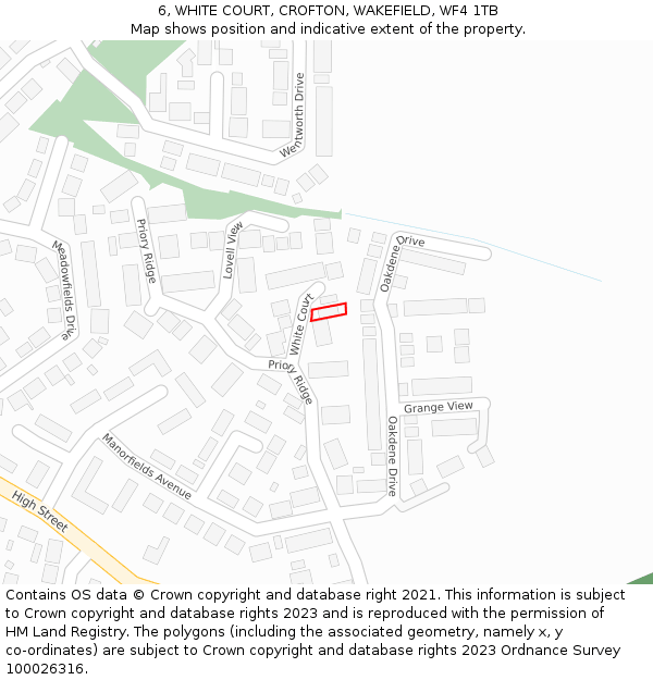 6, WHITE COURT, CROFTON, WAKEFIELD, WF4 1TB: Location map and indicative extent of plot