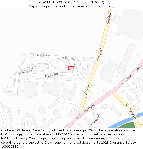 6, WHITE HORSE WAY, DEVIZES, SN10 2HQ: Location map and indicative extent of plot