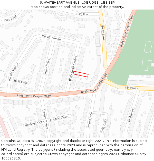 6, WHITEHEART AVENUE, UXBRIDGE, UB8 3EP: Location map and indicative extent of plot