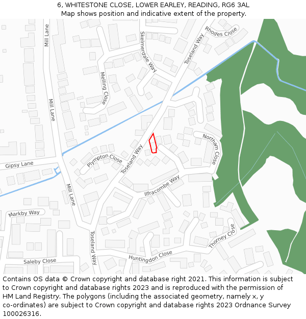 6, WHITESTONE CLOSE, LOWER EARLEY, READING, RG6 3AL: Location map and indicative extent of plot