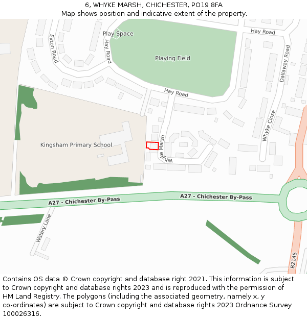 6, WHYKE MARSH, CHICHESTER, PO19 8FA: Location map and indicative extent of plot