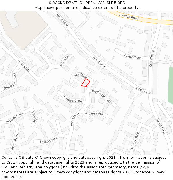 6, WICKS DRIVE, CHIPPENHAM, SN15 3ES: Location map and indicative extent of plot