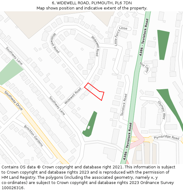 6, WIDEWELL ROAD, PLYMOUTH, PL6 7DN: Location map and indicative extent of plot