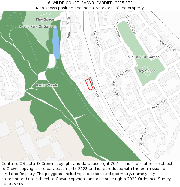 6, WILDE COURT, RADYR, CARDIFF, CF15 8BF: Location map and indicative extent of plot