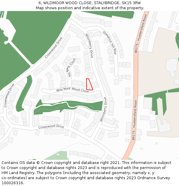 6, WILDMOOR WOOD CLOSE, STALYBRIDGE, SK15 3RW: Location map and indicative extent of plot